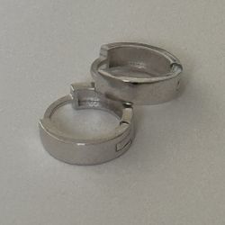 925 Silver 3mm wide earrings round hoops unisex