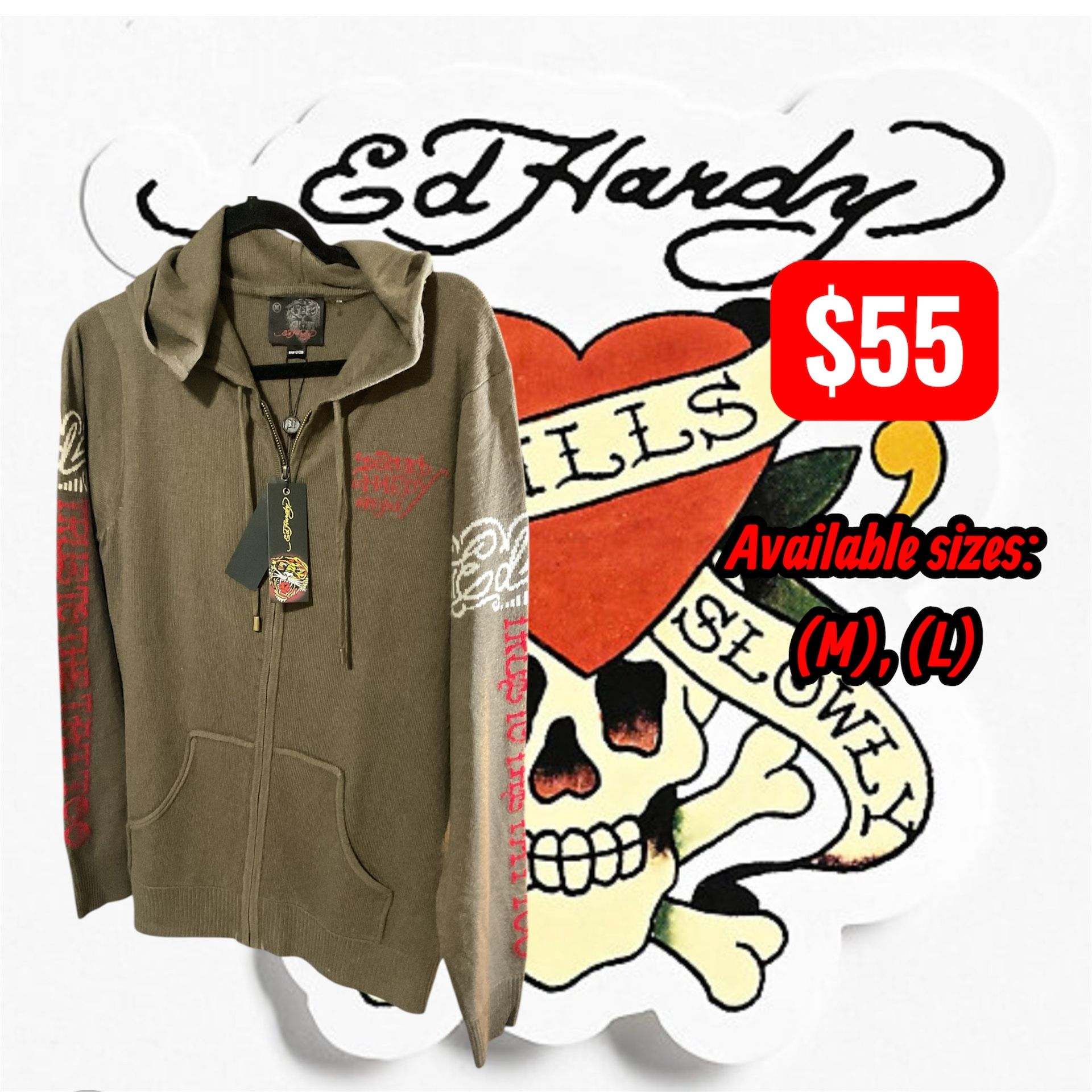 Vintage Ed Hardy by Christian Audigier full zip knit hoodie