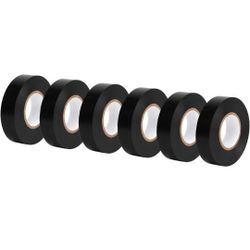 Electrical Adhesive Tape, Insulating with Strong Adhesive, for Home DIY, Repairs, Electrical, Automotive and Equipment, 3/4" x 60', Black, 6-Pack