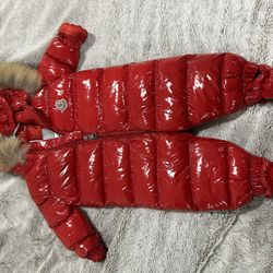 Moncler 6 Month Red Onesie Puff