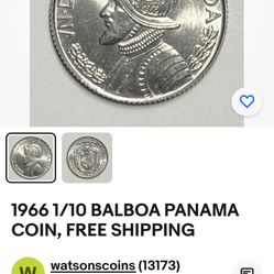 1966 1/10 Balboa Panama Coin