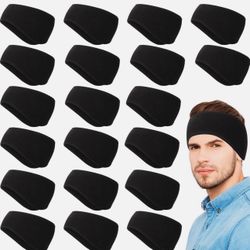 20 Pcs Headband Ear Warmer Polar Fleece Winter Ear Muffs Running Gear Running Headband Sports Headbands for Women Men in Cold Weather (Black)