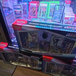 Lot Of 3 Pokemon Prismatic Evolutions Premium figure collection box