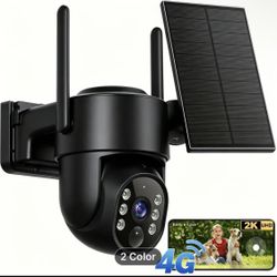 Wireless Outdoor Security Camera with 360° PTZ Pan-Tilt-Zoom, 4G LTE Cellular, Color Night Vision, Two-Way Audio, Motion Detection Alerts, TF Card & C