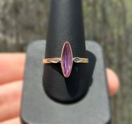 Vintage Jewelry 14k USSR solid rose gold purpurite stone 1CTW ring size 11.75