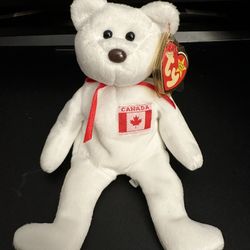 TY Beanie Baby White Maple Bear Canadian/Canada Flag 1993 McDonalds
