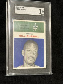 * 1961 Fleer #38 BILL RUSSEL Graded SGC 1 * Card  has really Good Coloring, 5th Year Card, 11 Championships/11Rings- WOW! 