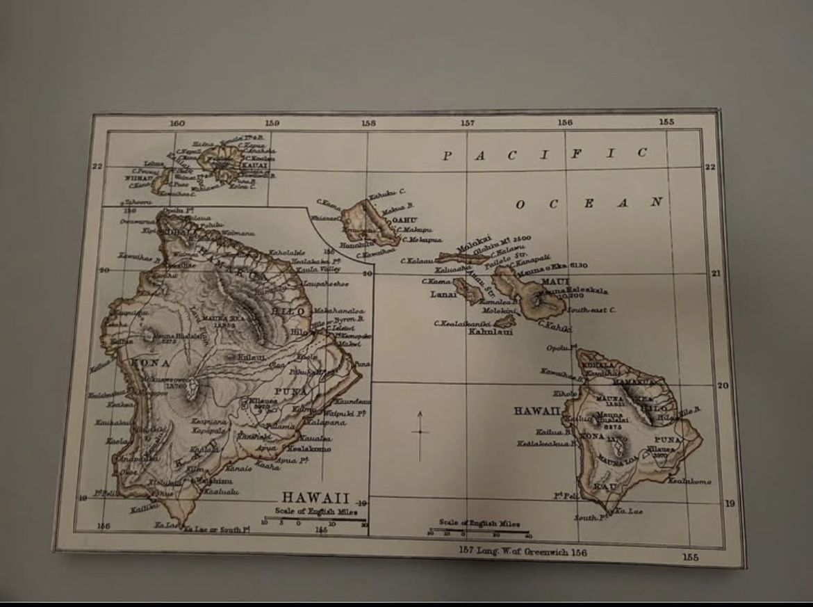 Old Map of Hawaii - Canvas
