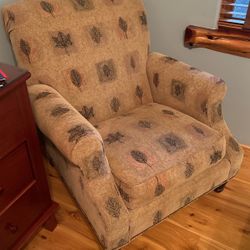 Comfortable clean hardly used cushion chair with ottoman