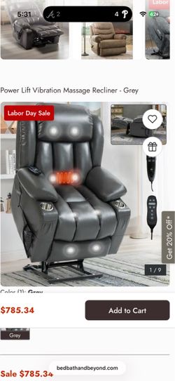 Power Lift Vibration Massage Recliner – Grey