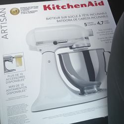 Brand New Artisan White And Silver KitchenAid Mixer