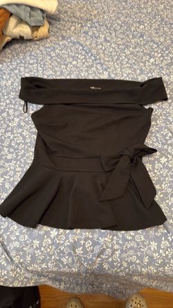 Black Off-Shoulder Peplum Top with Bow