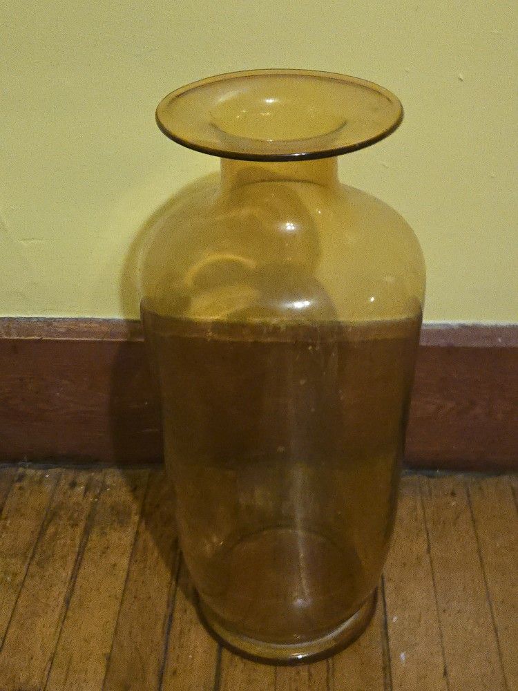 Blends Amber Art Glass Handmad 20" T. 7"w