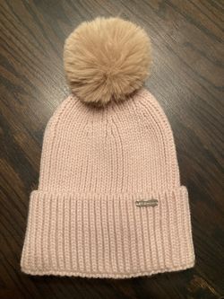 Steve Madden Blush Pink Beanie Faux Fur Pom Pom