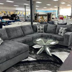 Ballinasloe Smoke & Platinum Sectional Oversized Couch 