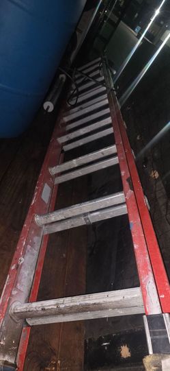 Red Fiberglass Extension Ladder