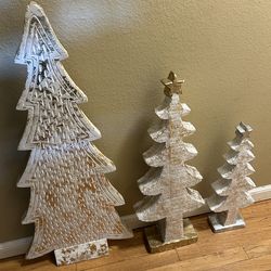 HomeGoods Wood Christmas Trees set of 3 .Read Description