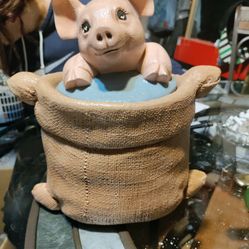 Rare Vintage Cottagecone Cookie Jar. Pig In Feed Sac 12X10