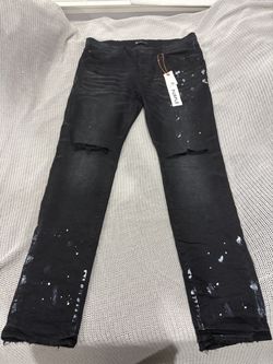 Purple jeans knee slit black