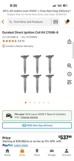 2015 Lexus is250 coil packs 6