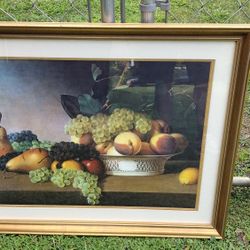 Very Nicely Framed Still Life Print 30.5 X 24.5 Fruit Painting