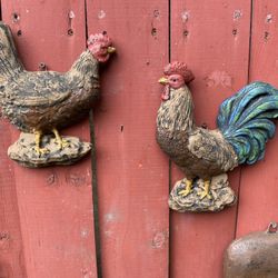 Set De Gallo Y Gallina De Cemento