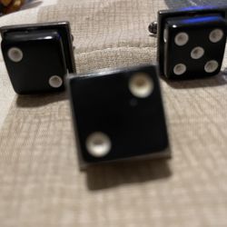 Pair Of Dice And Tie Tack Cuff Links  Vintage 