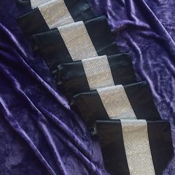 Crushed Black Velvet Tablecloth Runner w/tassels