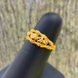 Vintage Jewelry 22k solid yellow gold bamboo ring size 5.75