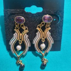 YE5 Silver Studio 925 14k Gold Inlay Amethyst and Pearls