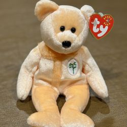 Ty Beanie Baby Dearest, Peach tone May 8, 2000 Teddy Bear PRISTINE w/Mint Tag LR