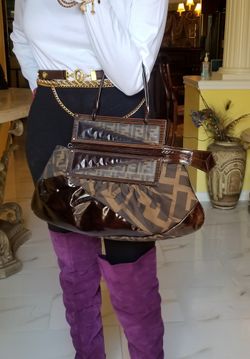 Fendi Zucca Canvas and leather Pochette purse