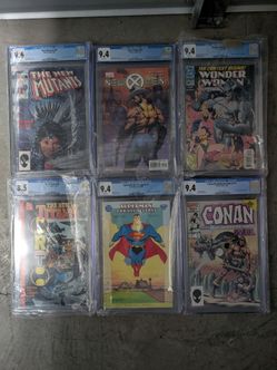 6 graded cgc comic books wolverine Superman wonder woman and others