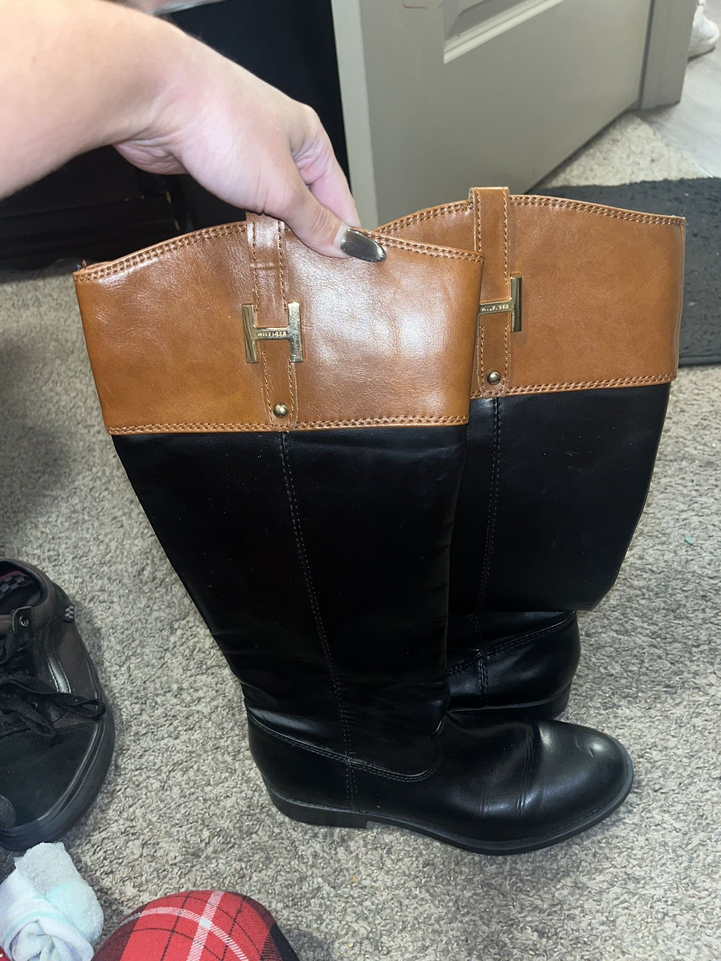 Tommy Hilfiger Tall Black And Brown Boots
