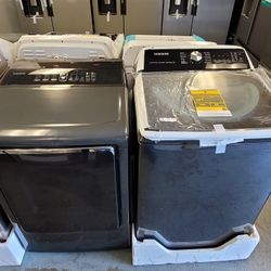 New Samsung Large Capacity Top Loading Washer 5.1cu Ft  With Agitator And Used Gas Dryer Set 
