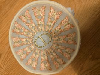 Dior Butterfly Embroidered Round Jewelry/cosmetic case