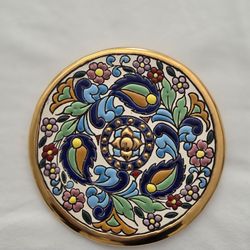 Handmade Spanish Floral Plate With 24K Gold Trim