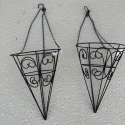 Matching Pair Of Hanging Cone Baskets 