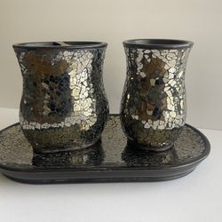 Bathroom Accessories Glass Mosaic 3 piece set