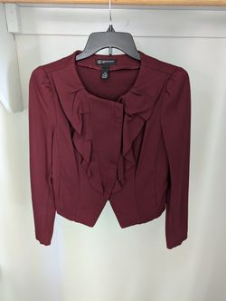 Women's INC International Concepts Burgundy Zipper Front Blazer Size Small