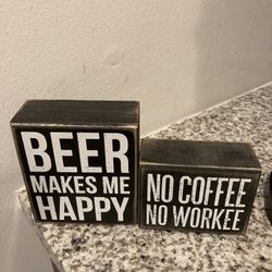 Custom made coffee and beer block signs