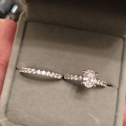 10k White Sapphire Ring Set