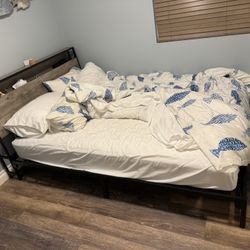 Queen Bed Frame AND Mattress