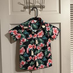 Boys Button Down Hawaiian Print Shirt Size XS