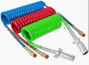 Brand new 15 Ft Coiled Air Brake Hoses & ABS Electrical Power Wire Assembly Kit 3 in 1 Semi Truck Air Lines Kit Coiled