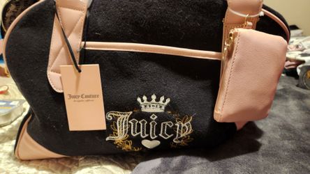 NWT Juicy Couture Black Velour WEEKENDER Bag