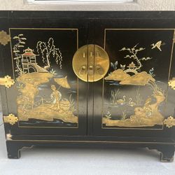 Oriental Black Lacquer Cabinet