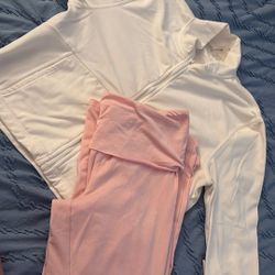 Cropped Fitted Jacket And Pink Flare Leggings Set