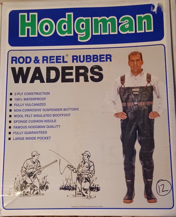 Hodgman Rod & Reel Rubber Waders, Size 12, Brand New In Box