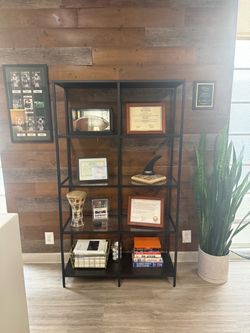 Black Bookshelf with glass shelves